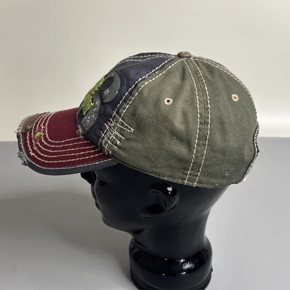 True Religion Bandana 56 Buddha Distressed Embroidered Baseball Hat Cap